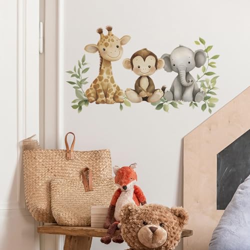 Vinilo decorativo Safari acuarela para pared niños miniatura 5