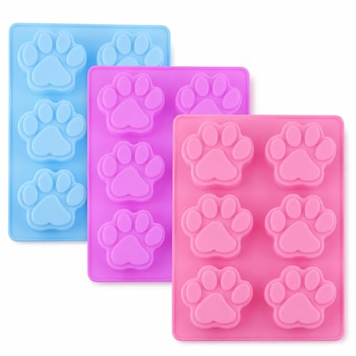 Dog Paw Silicone Mold 3 Pack Paw Print Candy Molds for Chocolate Gummies Hard Candy Ice Cubes Dog Treats Baking Fondant Soap Wax & Resin DIY Crafts (Paw Print Mold)