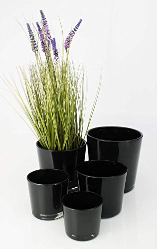 INNA-Glas Windlichtje - Glazen Vaas Alena, zwart, 8,5cm, Ø 10cm - Tafellampje - Conische Vaas - Afbeelding 7