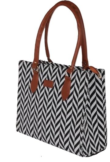 Image of Classic Zigzag Pattern Women's Work Tote Black