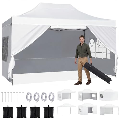 RELAX4LIFE Tonnelle Pliante avec 4 Parois Amovibles, 3x4,3M...