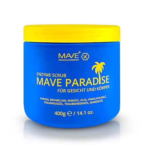 MAVE Paradise Enzyme Scrub –Gesichtspeeling & Körperpeeling –Cremig-mit Mango, Papaya & Himalaya-Salz – Natürliches Peeling für alle Hauttypen – Entfernt abgestorbene Hautzellen für strahlende Haut