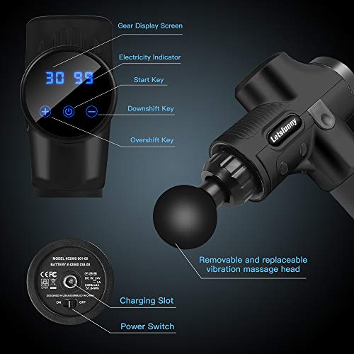 Deep Tissue Muscle Percussion Massager Carrying Case Massage Gun for Pain Relief, Handheld Electric Cordless Body Massager Sports Drill Portable Vibratio Massagers for Athletes