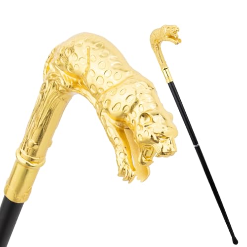 Bastón de Lujo con Diseño de Leopardo y Boca Abierta para Hombre y Mujer, Cetro Antideslizante Extraíble para Cosplay Fiesta Vintage 93 Cm(White)