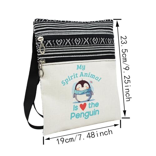 Spirit Animal Penguin Messenger Bag Small Ethnic Pattern Printed Adjustable Strap Crossbody Zipper Bag Phone Bag Wallet Cute Shoulder Handbag for Penguin Lovers Women Friends2