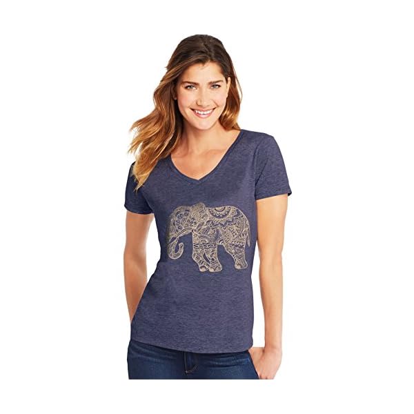 Hanes-Womens-Short-Sleeve-V-Neck-Graphic-T-Shirt