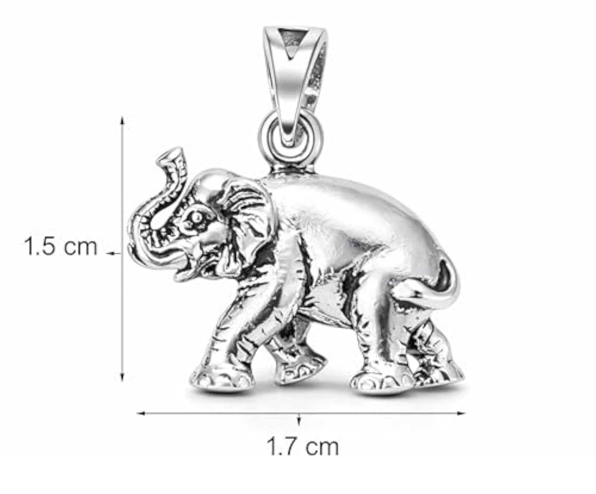 Pure Silver Elephant Pendant Necklace, Good Luck Symbol