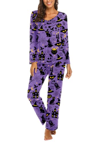 Image of Ekouaer Pajamas for Women Set Long Sleeve Pleated Top and Pants Loungewear