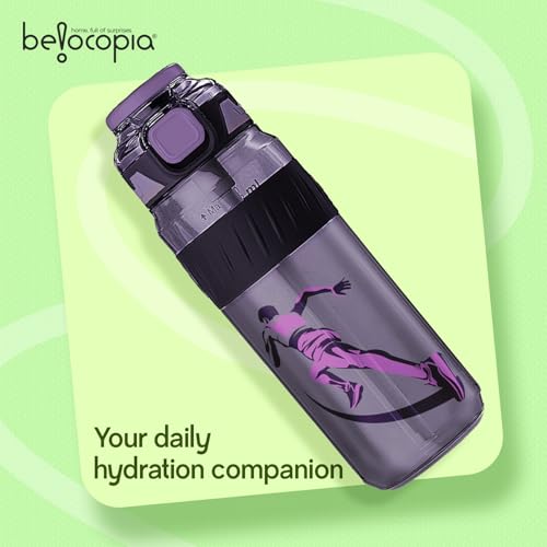 Image of Pulze Sports Sipper Water Bottle 750ml | Purple| BPA-Free, Leakproof Flip Cap with Straw | Time Marker Hydration Bottle | Durable Gym Bottle for Workout, Running & Daily Use