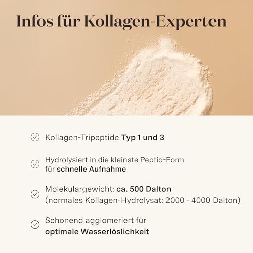 Glow25® Kollagen Intensiv [30 Sticks] – mit Tripeptiden, Vitamin C, Zink und Biotin – Premium Marine Collagen Hydrolysat – Peptide Typ 1 und 3 – Gute Löslichkeit