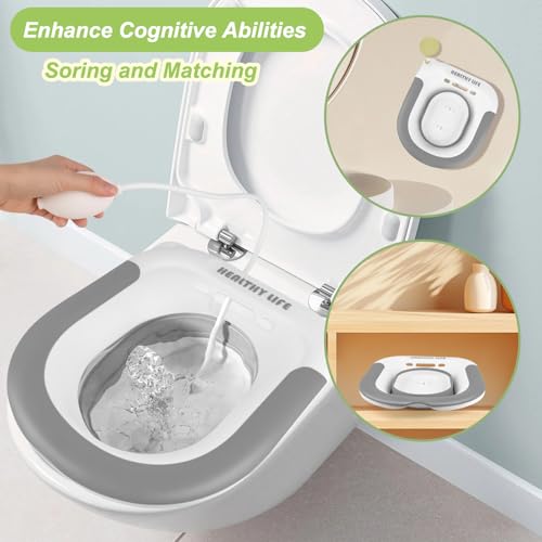 TNOMSNO Sitzbad für Toilette, Bidet Einsatz für Toilette mit Spülung, Faltbares Sitzbadewanne Erwachsene, Sitzbadewanne für Hämorrhoidenbehandlung, Wochenbettpflege, Schwangere und ältere Menschen