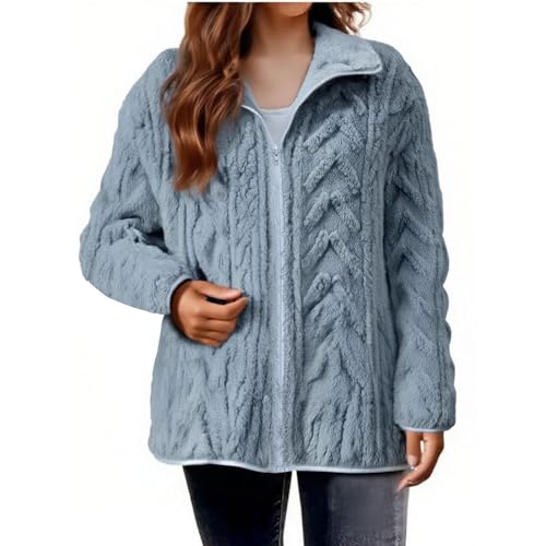 Veste polaire femme avec fermeture éclair manteau hiver manches longues doux