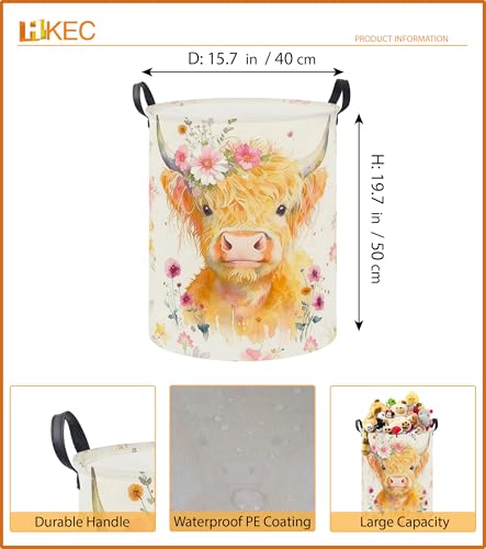 Image of 19.7 inch Laundry Basket,Dirty Clothes Hamper,Waterproof Storage Bin,Room Decor(Yellow Calf)