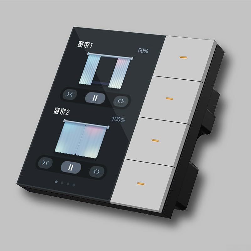 Interruptor de pared inteligente de 8,9 cm, para Tuya para interruptor de pared Zigbee, pantalla táctil, 4 grupos, 8 vías, panel de interruptor de luz de pared de escenas inteligentes (gris)