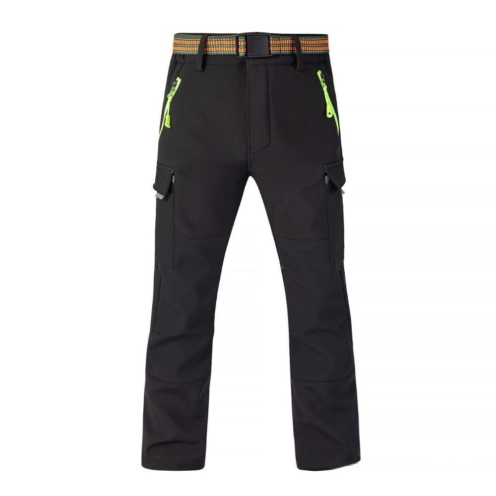 Pantalones térmicos impermeables para niños y niñas, pantalones de nieve, pantalones de invierno al aire libre, pantalones cargo forrados, pantalones de esquí para niños