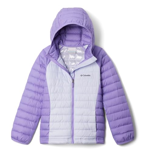 Columbia Toddler Girls Powder Lite II Hooded Jacket, Snowdrift/Paisley Purple, 4T