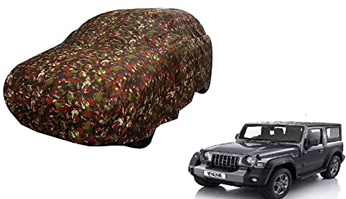 Image of Auto Hub Car Cover Compatible with Mahindra Thar (Model : 2020-Till Date) with Weather Proof, Triple Stitched, Thar Car Cover Jungle Look