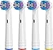 Replacement Toothbrush Heads Compatible with All Electric Toothbrushes, 4-Pack, Black & White, Soft Bristles, Brush Replacement Heads, Vitality