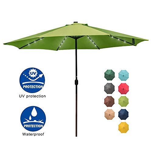 Sundale Outdoor 11ft 40 Led Lights Aluminum Patio Market Umbrella With Crank Garden Pool Solar Powered