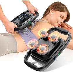 BOB AND BRAD A1 4-Head Massage Gun Deep Tissue, FSA Eligible/HSA Eligible, 4X Pain Relief Efficiency, Replaceable Massager Heads & Plate, Electric Percussion Massage Gun Tool for Back, Leg, Muscle