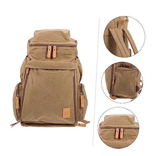 YARNOW 1Pc Large Capacity Canvas Backpack for Men Retro Outdoor Rucksack with Strap Lightweight Durable for Travel Hiking and Camping Activities2