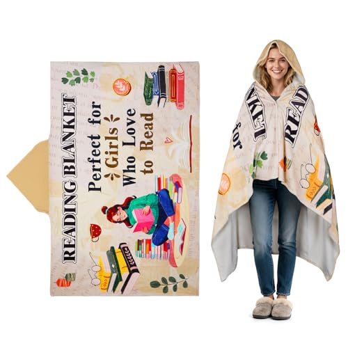 ANPHSIN Book Lovers Gifts for Women Readers - 47 x 73 Flannel Thick Warm Wearable Blanket