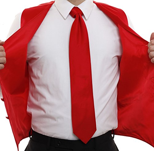 Men's Dress Vest & NeckTie Solid RED Color Neck Tie Set for Suit or Tuxedo3