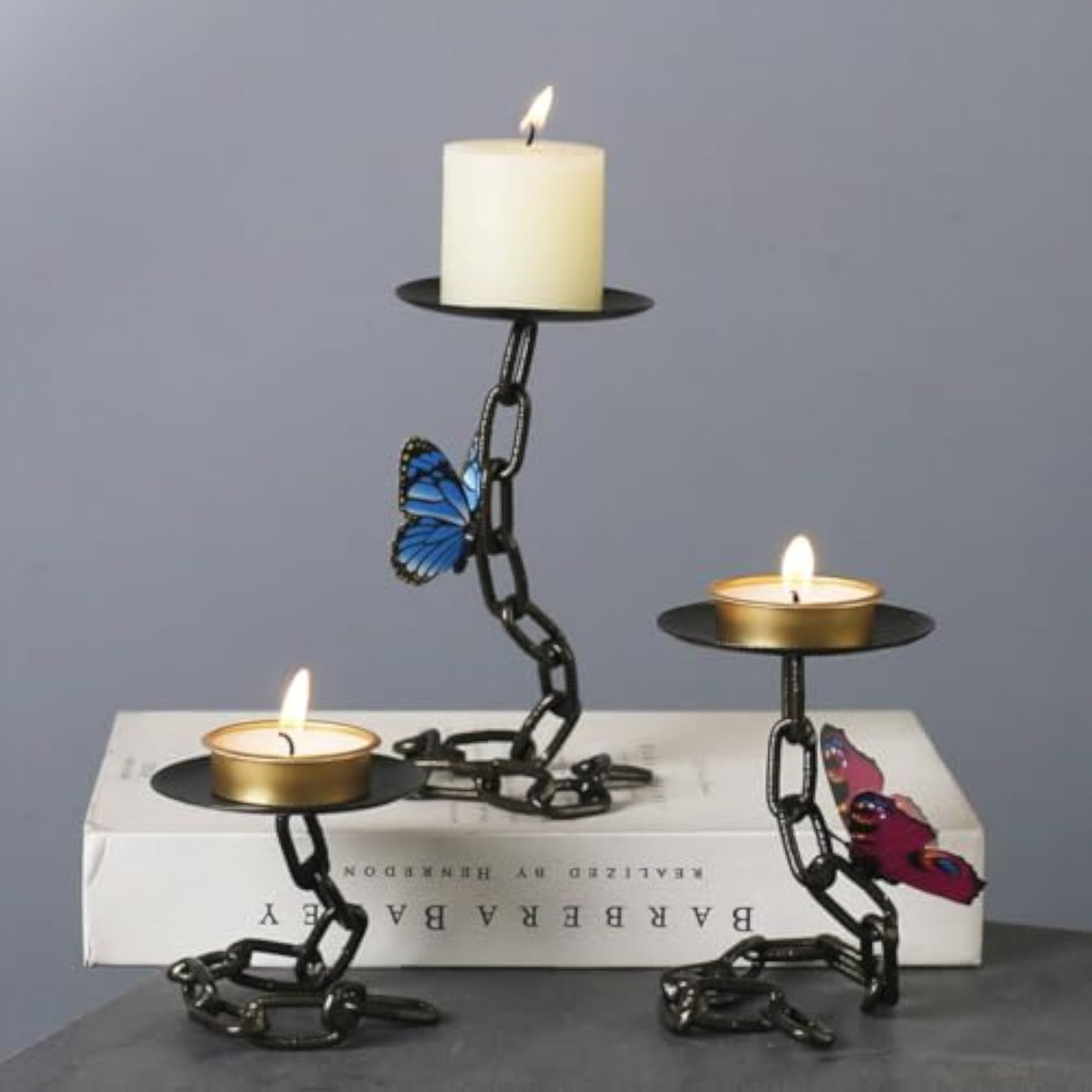 Metal Iron Candle Holder with Tray