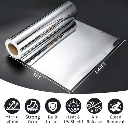 Image of VINYL FROG Car Vinyl Wrap 1.44x5ft Chrome Mirror Silver Self-Adhesive DIY Car Sticker Decals Film Decoration