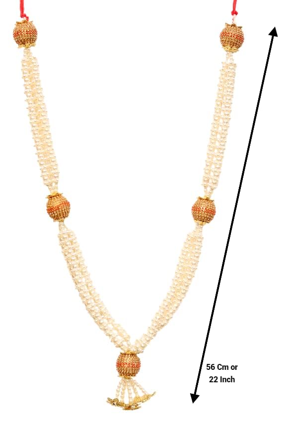 OSI OneStoreIndia Handmade Moti Mala Artificial Multicolor Pearl Garland/Moti Mala Haar for God Idol Photos Home & Temple Decoration