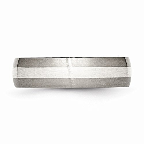 Sonia Jewels Titanium Sterling Silver Inlay 6mm Brushed Wedding Band3