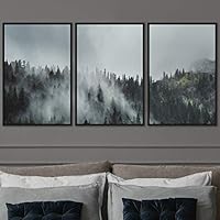 3 Piece Framed Canvas Wall Art Foggy Mountains Canvas Prints Home Artwork Decoration for Living Room,Bedroom - 16