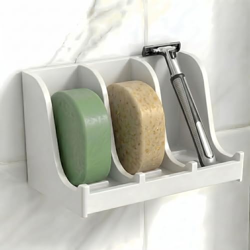 Image of Soap Holder for Shower Wall, 3-Compartment Soap Dish [Patent Pending]
