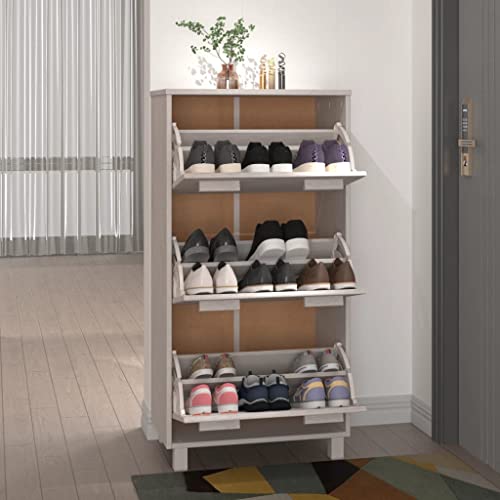 Armoire à chaussures blanche en pin massif de qualité supérieure Hamar - 8