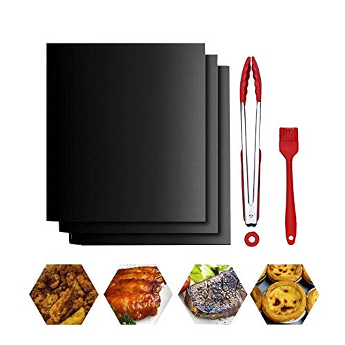 RUONAI 5pcs/Set Non-Stick Barbecue Mat Reusable BBQ Grill Pad Easy Clean Baking Liners Sheet Mesh Portable Outdoor Picnic Cooking Tool bbq mat