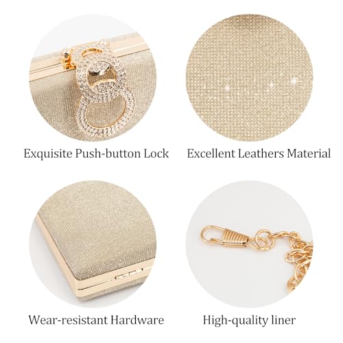 Image of Clutch Purse for Women, Evening Bag with Removable Chain Strap Elegant Handbag for Wedding /Prom /Cocktail /Party