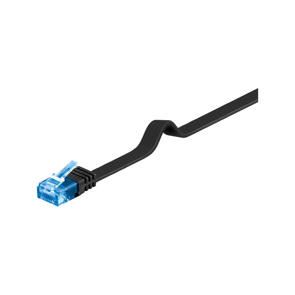 Goobay 96312 CAT 6A U/UTP Flat-Patch Cable, Black, 1m Length