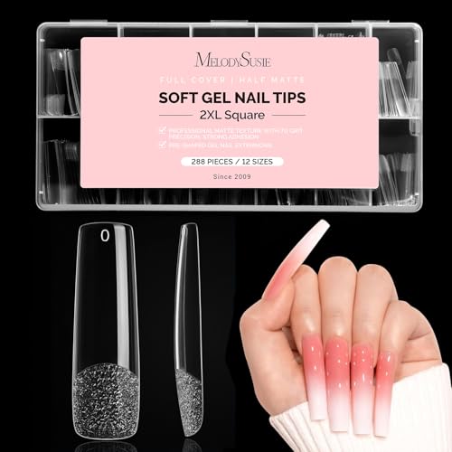 MelodySusie 2XL Square X Nail Tips - 288Pcs 12 Sizes