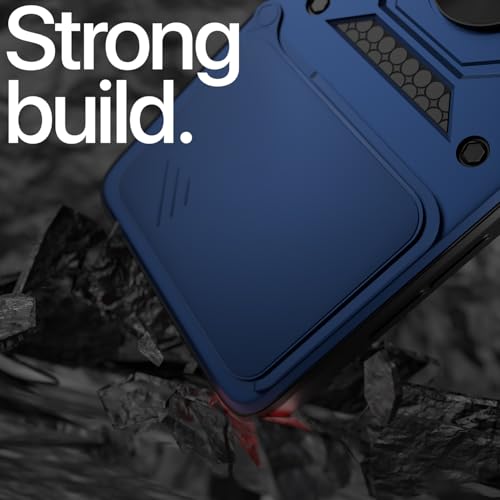 Image of Outlouders Back Cover for Redmi Note 15 5G | D10 Tough Armor 360 Protection Case with Sliding Camera Shield & Ring Holder Stand Bumper Case (Blue)