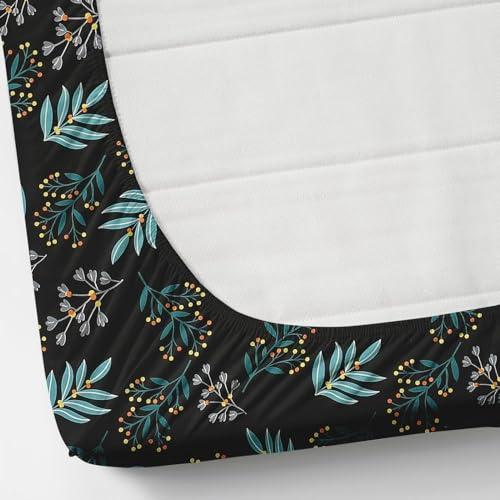 Image of Avinya Cotton Single Size Elastic Fitted Single Bedsheet (72x48x6) with 1 Pillow Covers (Flower on Grey)