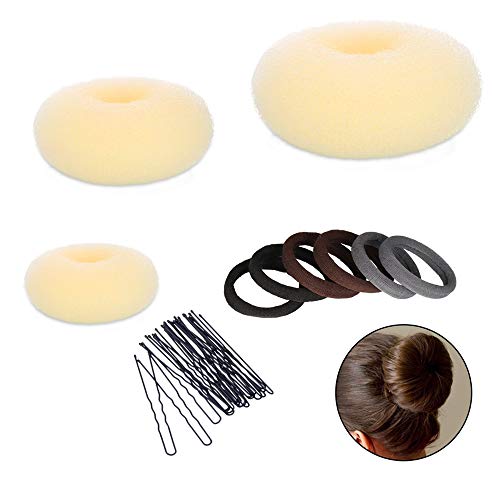 Hair Bun Maker, YaFex Magic Bun Maker, Donut Bun Shaper, Ballet Hair Bun Styling Tool with 6 Pcs Hair Elastics and 1 Bag Bobby Pins, Blonde