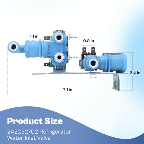 242252702 240531101 Refrigerator Water Inlet Valve Fit for Frigidaire, Kenmore, Electrolux, Crosley Refrigerator Parts, Replace 240505101 240505102 240508101 240508102 241734301 240321801 LUXRILIX