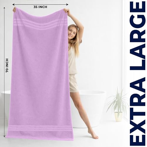 Image of DAN River 2 Pack Bath Sheets Extra Large 35x70, Large Bath Towels for Adults, XL Oversized Heavy Duty Towel Set, 600 GSM 100% Ring Spun Cotton, Soft Quick Dry, Lavendar