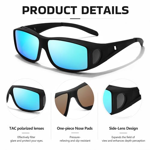 Image of SIPHEW Mirrored Sunglasses Polarized Fit Over Glasses for Men&Women