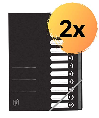 Oxford-Top-Fil-Folder-DIN-A4-Extra-Strong-Made-of-390g-Cardboard-with-12-Compartments-and-Elastic-Strap-for-Filing-Loose-Documents-in-Blue-Pack-of-2