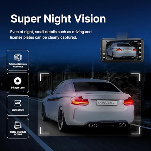 Image of YOURKARTS.COM M18 Dash Camera for car 4K Front 4MP Rear 2MP | 3 inch Screen|ADAS|BSD|GPS Logger | Night Vision|Rear Camera | G-Sensor,256GB Support, C Type Cable with Charger | 18-Month Warranty