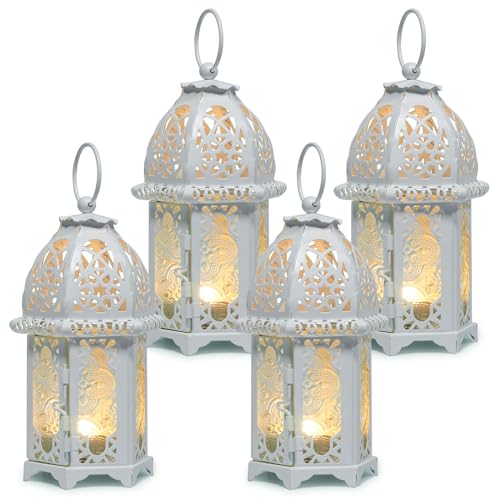 IMAGE Kerzenlaterne 4 Stück Hängende Laterne Metall Kerzenhalter mit...