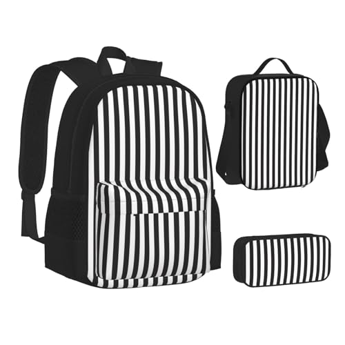 Sac à dos en toile rayée pour le lycée et les sorties en ville avec trousse