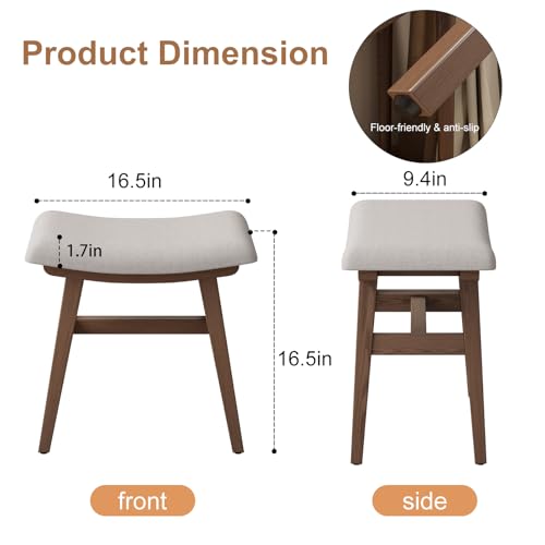 Solid-Wood-Vanity-Stool-Saddle-Cushion-Vanity-Bench-with-High-Strength-Rebound-Sponge-Easily-Assembly-Vanity-Chair-Foot-Stool-Makeup-Stool-for-Bedroom-Entryway-Walnut