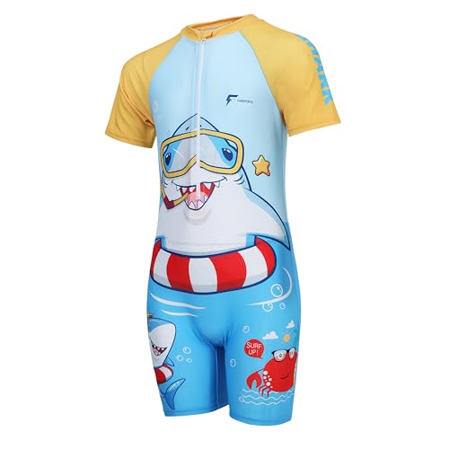 Image of FABSPORTS Kids Swimsuit Set Printed One-Piece Swimwear for Boys & Girls, Half Sleeve Bathing Suit, Comfortable Swimming Costume for Children, 2-12 Years